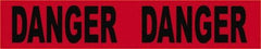 NMC - 200' Long x 3" Wide Roll, Vinyl, Black & Red Barricade Tape - Message: Danger - Industrial Tool & Supply