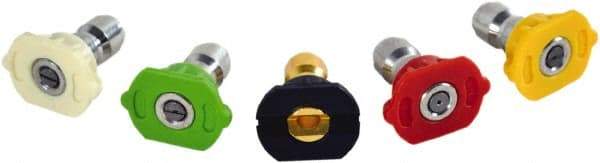 Simpson - 3,600 psi Fixed, Metal, Quick Connect Tip Pressure Washer Nozzle - 0.043" Orificie Diam, 1/4" Thread, Male, White, Green, Black, Red, Yellow - Industrial Tool & Supply