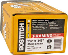 Stanley Bostitch - 16 Gauge 0.0598" Shank Diam 2-1/2" Long Metal Connecting Nails for Power Nailers - Steel, Galvanized Finish, Smooth Shank, Angled Stick Paper Tape Collation, Round Head - Industrial Tool & Supply