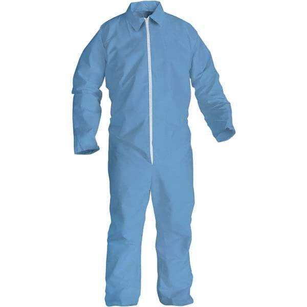 KleenGuard - Size 6XL FR Disposable General Purpose Coveralls - Blue, Zipper Closure, Open Cuffs, Open Ankles, Serged Seams - Industrial Tool & Supply