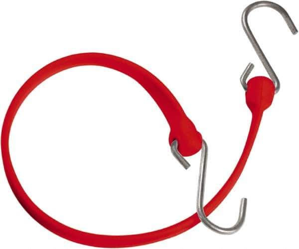 The Better Bungee - Heavy Duty Bungee Strap with Triangulated Galvanized S Hook - 12" OAL, Red - Industrial Tool & Supply