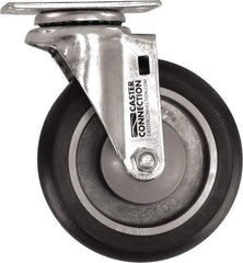 Caster Connection - 5" Diam x 1-1/4" Wide x 6-1/4" OAH Top Plate Mount Swivel Caster - Polyurethane, 450 Lb Capacity, Sealed Precision Ball Bearing, 2-3/8 x 3-5/8" Plate - Industrial Tool & Supply