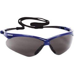 Jackson Safety - Smoke Lenses, Framed Safety Glasses - Anti-Fog, Scratch Resistant, Metallic Blue Nylon Frame, Size Universal, Wrap Around - Industrial Tool & Supply