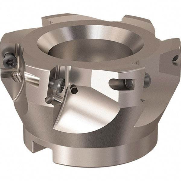 Seco - 6 Inserts, 84mm Cut Diam, 27mm Arbor Diam, 17mm Max Depth of Cut, Indexable Square-Shoulder Face Mill - 90° Lead Angle, 50mm High, XO.X 18.. Insert Compatibility, Through Coolant, Series R220.69 - Industrial Tool & Supply