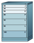 44.25 x 28.25 x 30'' (7 Drawers) - Pre-Engineered Modular Drawer Cabinet Counter Height (137 Compartments) - Industrial Tool & Supply