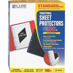 C-LINE - 100 Piece Clear Sheet Protectors-Ring Binder - 11" High x 8-1/2" Wide - Industrial Tool & Supply