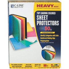 C-LINE - 50 Piece Assorted Colors Sheet Protectors-Ring Binder - 11" High x 8-1/2" Wide - Industrial Tool & Supply