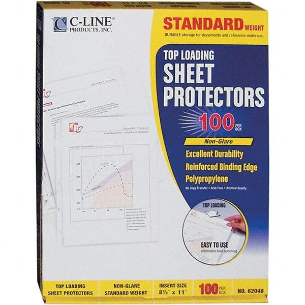 C-LINE - 100 Piece Clear Sheet Protectors-Ring Binder - 11" High x 8-1/2" Wide - Industrial Tool & Supply