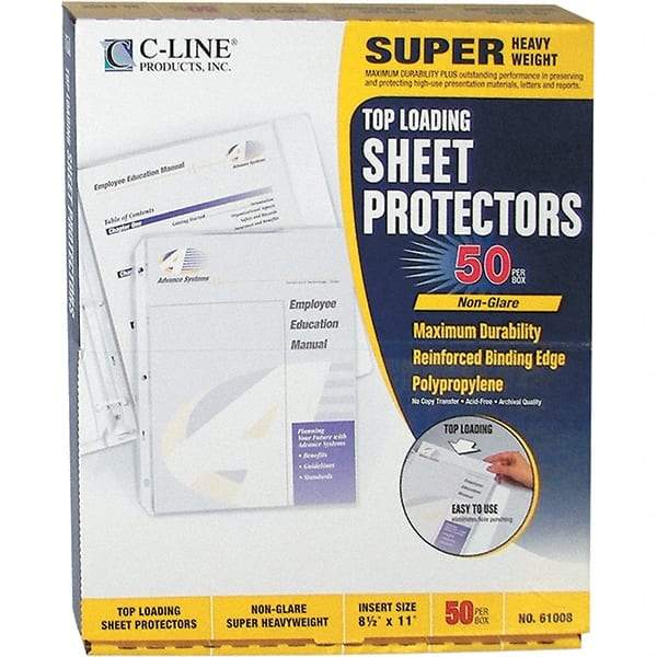 C-LINE - 50 Piece Clear Sheet Protectors-Ring Binder - 11" High x 8-1/2" Wide - Industrial Tool & Supply