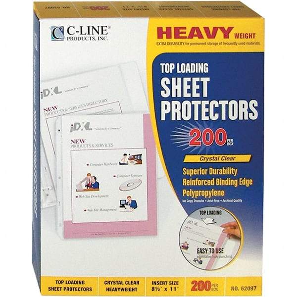 C-LINE - 200 Piece Clear Sheet Protectors-Ring Binder - 11" High x 8-1/2" Wide - Industrial Tool & Supply