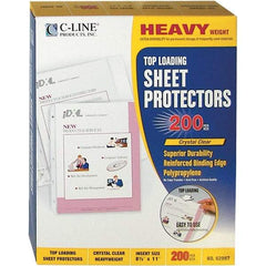 C-LINE - 200 Piece Clear Sheet Protectors-Ring Binder - 11" High x 8-1/2" Wide - Industrial Tool & Supply