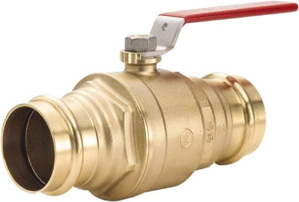 Legend Valve - 2" Pipe, Full Port, Lead Free Brass Full Port Ball Valve - 2 Piece, Press Ends, Lever Handle, 600 WOG - Industrial Tool & Supply