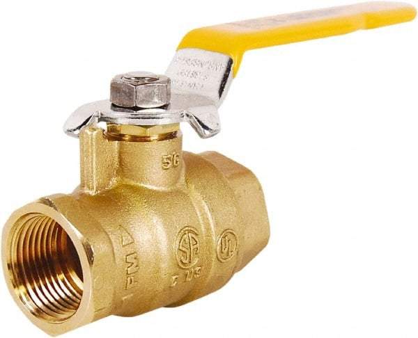 Legend Valve - 1-1/4" Pipe, Full Port, Brass Full Port Ball Valve - 2 Piece, FNPT x FNPT Ends, Lever Handle, 600 WOG, 150 WSP - Industrial Tool & Supply