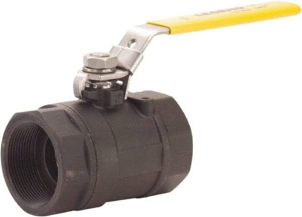 Legend Valve - 1/2" Pipe, Large Port, Carbon Steel Standard Ball Valve - 2 Piece, FNPT x FNPT Ends, Locking Lever Handle, 2,000 WOG, 150 WSP - Industrial Tool & Supply