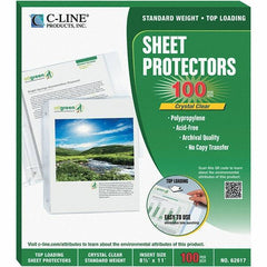 C-LINE - 100 Piece Clear Sheet Protectors-Ring Binder - 11" High x 8-1/2" Wide - Industrial Tool & Supply