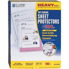 C-LINE - 100 Piece Clear Sheet Protectors-Ring Binder - 11" High x 8-1/2" Wide - Industrial Tool & Supply