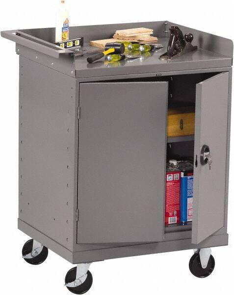 Tennsco - 1,000 Lb Capacity, 1 Shelf, 2 Door Mobile Bench - 33" Wide x 25" Deep x 43" High, Steel - Industrial Tool & Supply