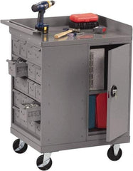 Tennsco - 1,000 Lb Capacity, 1 Shelf, 1 Door Mobile Bench - 33" Wide x 25" Deep x 43" High, Steel - Industrial Tool & Supply