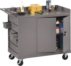 Tennsco - 1,000 Lb Capacity, 1 Shelf, 20 Bin, 1 Door Mobile Bench - 45" Wide x 25" Deep x 43" High, Steel - Industrial Tool & Supply