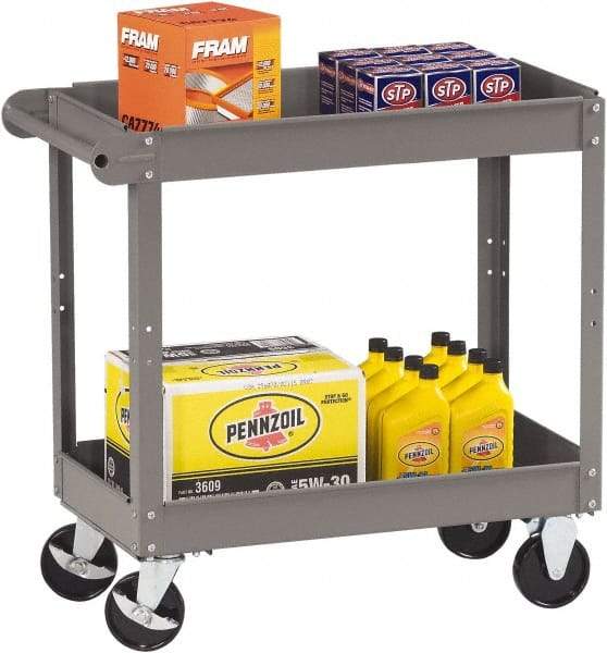 Tennsco - 150 Lb Capacity, 30" Wide x 16" Long x 32" High Service Cart - 2 Shelf, Steel, 2 Rigid/2 Swivel Casters - Industrial Tool & Supply