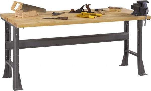 Tennsco - 72 Wide x 36" Deep x 33-3/4" High, Butcher Block Workbench - Fixed Flared Legs, Medium Gray - Industrial Tool & Supply