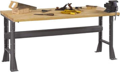 Tennsco - 72 Wide x 36" Deep x 33-3/4" High, Butcher Block Workbench - Fixed Flared Legs, Medium Gray - Industrial Tool & Supply