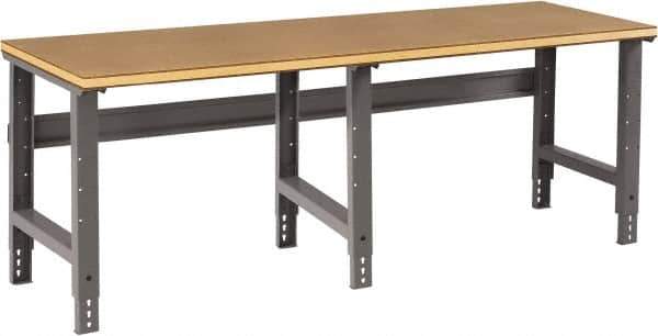 Tennsco - 96 Wide x 30" Deep x 33-3/4" High, Wood Workbench - Adjustable Height Legs, Medium Gray - Industrial Tool & Supply