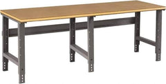 Tennsco - 96 Wide x 30" Deep x 33-3/4" High, Wood Workbench - Adjustable Height Legs, Medium Gray - Industrial Tool & Supply