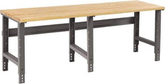 Tennsco - 96 Wide x 30" Deep x 33-1/2" High, Butcher Block Workbench - Adjustable Height Legs, Medium Gray - Industrial Tool & Supply