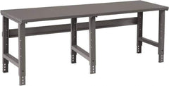Tennsco - 96 Wide x 30" Deep x 33-1/2" High, 12 Gauge Steel Workbench - Adjustable Height Legs, Medium Gray - Industrial Tool & Supply