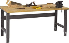 Tennsco - 72 Wide x 30" Deep x 33-1/2" High, Butcher Block Workbench - Adjustable Height Legs, Medium Gray - Industrial Tool & Supply