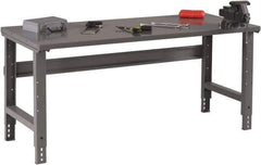 Tennsco - 72 Wide x 30" Deep x 33-1/2" High, 12 Gauge Steel Workbench - Adjustable Height Legs, Medium Gray - Industrial Tool & Supply