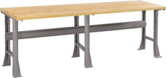 Tennsco - 96 Wide x 36" Deep x 33-3/4" High, Butcher Block Workbench - Fixed Flared Legs, Medium Gray - Industrial Tool & Supply