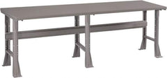 Tennsco - 96 Wide x 36" Deep x 33-1/2" High, 12 Gauge Steel Workbench - Fixed Flared Legs, Medium Gray - Industrial Tool & Supply