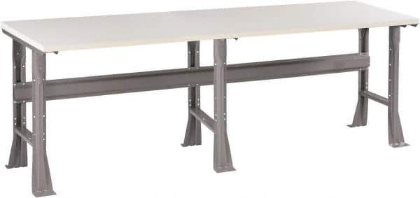 Tennsco - 96 Wide x 36" Deep x 33-1/2" High, Plastic Laminate Workbench - Fixed Flared Legs, Medium Gray - Industrial Tool & Supply
