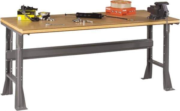 Tennsco - 60 Wide x 36" Deep x 33-3/4" High, Wood Workbench - Fixed Flared Legs, Medium Gray - Industrial Tool & Supply