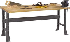 Tennsco - 60 Wide x 30" Deep x 33-3/4" High, Butcher Block Workbench - Fixed Flared Legs, Medium Gray - Industrial Tool & Supply