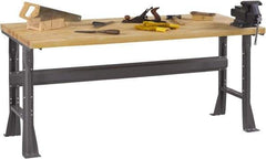 Tennsco - 48 Wide x 30" Deep x 33-3/4" High, Butcher Block Workbench - Fixed Flared Legs, Medium Gray - Industrial Tool & Supply