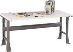 Tennsco - 48 Wide x 30" Deep x 33-1/2" High, Plastic Laminate Workbench - Fixed Flared Legs, Medium Gray - Industrial Tool & Supply