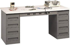 Tennsco - 72 Wide x 30" Deep x 33-1/2" High, Plastic Laminate Workbench - Fixed Legs, Medium Gray - Industrial Tool & Supply
