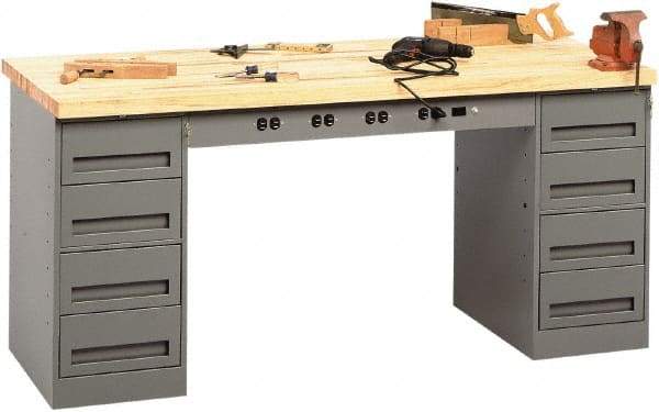 Tennsco - 72 Wide x 30" Deep x 33-1/2" High, Butcher Block Workbench - Fixed Legs, Medium Gray - Industrial Tool & Supply