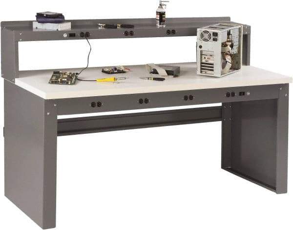 Tennsco - 72 Wide x 36" Deep x 33-1/2" High, Plastic Laminate Workbench - Fixed Legs, Medium Gray - Industrial Tool & Supply