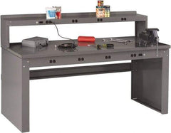 Tennsco - 72 Wide x 30" Deep x 33-1/2" High, 12 Gauge Steel Workbench - Fixed Legs, Medium Gray - Industrial Tool & Supply