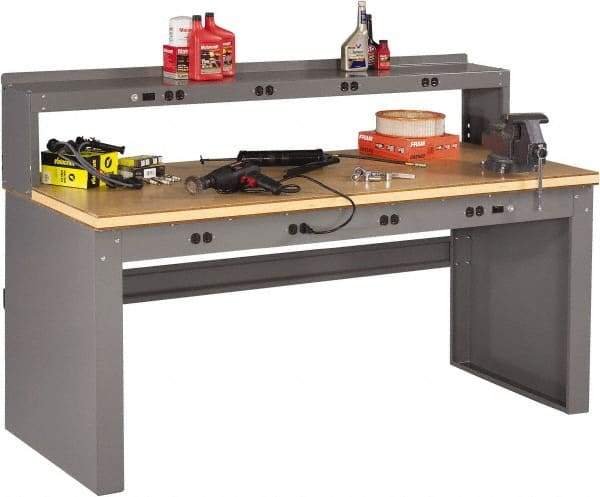 Tennsco - 72 Wide x 30" Deep x 33-1/2" High, Wood Workbench - Fixed Legs, Medium Gray - Industrial Tool & Supply