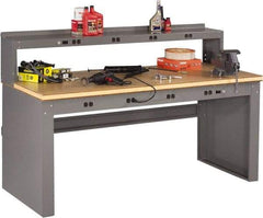Tennsco - 72 Wide x 30" Deep x 33-1/2" High, Wood Workbench - Fixed Legs, Medium Gray - Industrial Tool & Supply