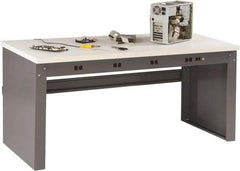 Tennsco - 72 Wide x 36" Deep x 33-1/2" High, Plastic Laminate Workbench - Fixed Legs, Medium Gray - Industrial Tool & Supply