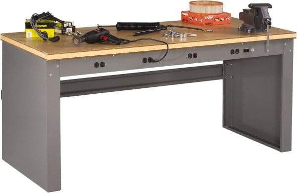 Tennsco - 72 Wide x 36" Deep x 33-1/2" High, Wood Workbench - Fixed Legs, Medium Gray - Industrial Tool & Supply