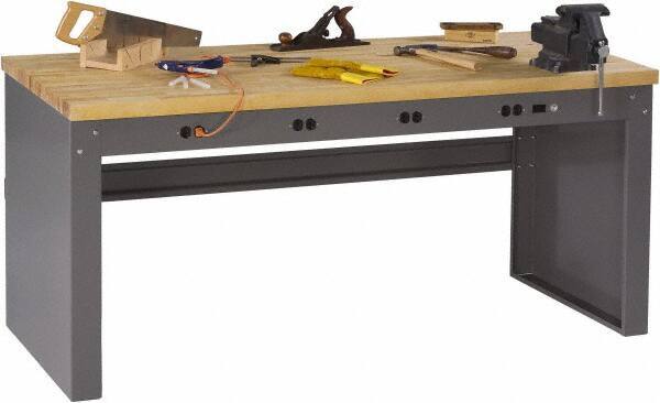 Tennsco - 72 Wide x 30" Deep x 33-1/2" High, Butcher Block Workbench - Fixed Legs, Medium Gray - Industrial Tool & Supply