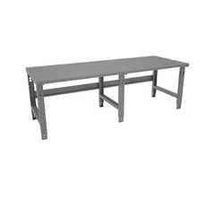 Tennsco - 96 Wide x 36" Deep x 33-1/2" High, 12 Gauge Steel Workbench - Adjustable Height Legs, Medium Gray - Industrial Tool & Supply