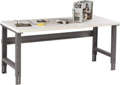 Tennsco - 72 Wide x 36" Deep x 33-3/4" High, Plastic Laminate Workbench - Adjustable Height Legs, Medium Gray - Industrial Tool & Supply